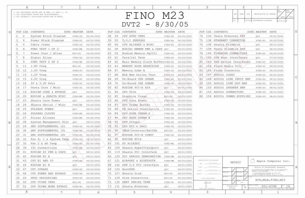 Apple iMac G5 iSight 17″ Logic Board schematic – FINO M23 DVT2 for $6.