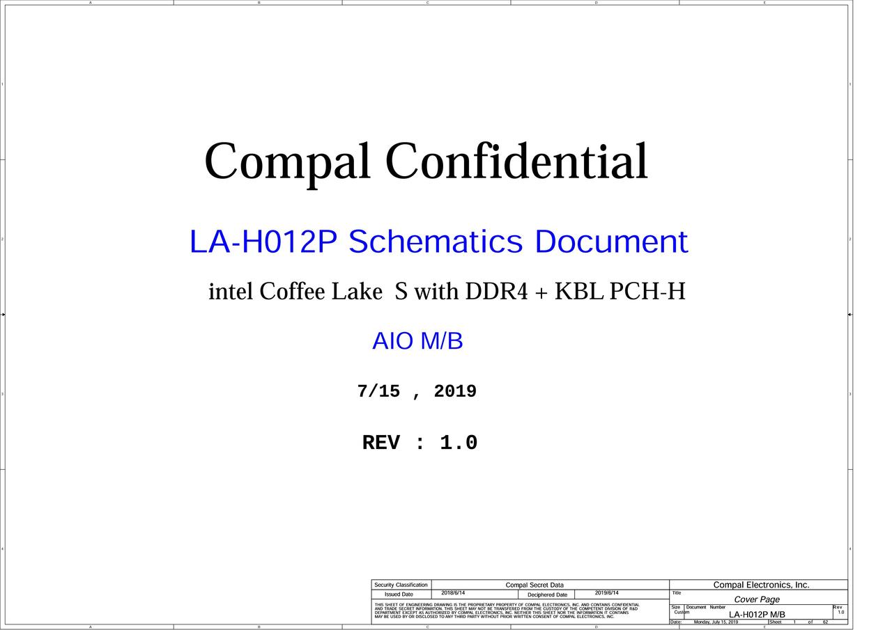 LENOVO A340-24ICK COMPAL LA-H012P REV1.0 SCHEMATIC for $6.63 in LENOVO ...