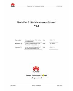 HUAWEI MEDIAPAD 7 LITE 931W MAINTENCE MANUAL
